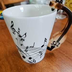 violin fiddle handle coffee cup musical notes music lovers